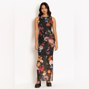 Nymph Garden Sheer Column Maxi Dress, Blackmilk size medium